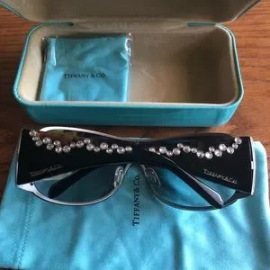TIFFANY & CO Embellished Black Shield Sunglasses Pre-loved Tiffany TF3010-B Embellished Shield Sunglasses - £150 main image 3